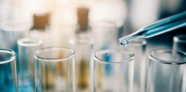 Pipette d'eau au-dessus d'échantillons de laboratoire